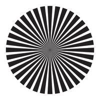 A black and white image of a circular design with rays vector