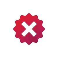 A red badge with an x on it vector