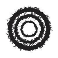 A black and white illustration of a circle of thorns vector