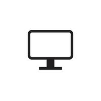 A black and white computer monitor icon on a white background vector