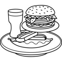 Delicious cheeseburger with crispy bacon being served on table vector