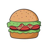 Appetizing Gourmet Burger with Bacon and Avocado on Artisan Bun in Warm Ambient Light vector
