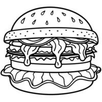 Homemade bacon cheeseburger with BBQ sauce and toppings vector