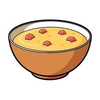 Bowl of creamy potato soup with tender chunks of potato bacon bits and cheddar cheese vector