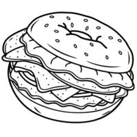 Bagel sandwich loaded with crispy bacon and cream cheese vector