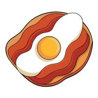 Fried egg with bacon isolated on transparent background vector