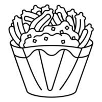 Crispy loaded french fries with cheese sauce and bacon. vector