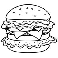 Hamburger with bacon. beef patty. lettuce. pickles. melted cheese on white background vector