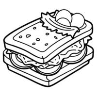 Fresh and healthy toasted sandwich with eggs and bacon. made from fresh ingredients. vector