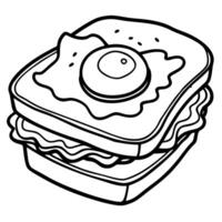 A Close-Up View of a Delicious Breakfast Sandwich With a Fried Egg and Crispy Bacon. vector
