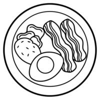 Fried eggs with bacon and sausages on a gray background vector