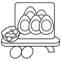 Eggs take center stage on a board displaying a healthy breakfast selection. vector