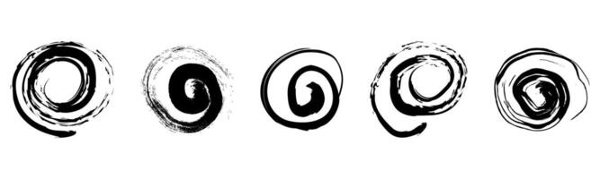 Spiral abstract circle, swirl brush stroke hypnosis psychedelic shape, geometric textured form. Concetric grunge irregular free hand doodle meander. vector