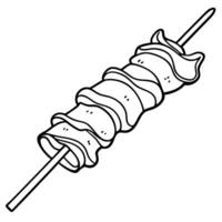 Bacon wrapped in bacon on a skewer with balsamic vinegar vector