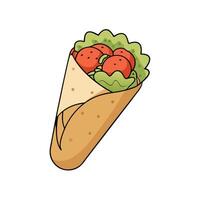Gyros pita with chicken onion and tomato isolated on transparent or white background vector