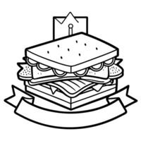 Club sandwich on wooden board on a table in a cafe. Creative Banner. Copyspace image vector