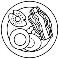 Hearty Breakfast with Eggs. Bacon. Avocado. and Spinach vector
