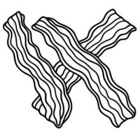Appetizing shot of several strips of fried bacon arranged neatly on a white background vector