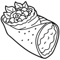 Breakfast Burrito with Scrambled Eggs. Bacon and Cheese vector