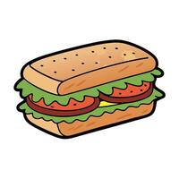 Large sandwich with beef. vegetables and cheese. isolated on transparent background vector