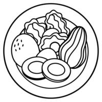 Delicious Low-Carb Plates with Avocado. Eggs. and Bacon vector