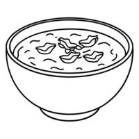Cozy bowl of creamy potato soup topped with crispy bacon bits and fresh chives vector