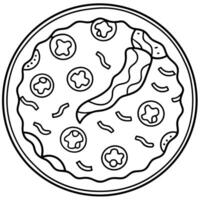Close up of a delicious pizza with pepperoni and bacon. vector