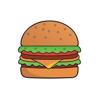 Cheeseburger with beef. lettuce. tomato. cheese. cucumber with blur background vector