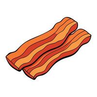 Delicious slices of crispy bacon on a white background. vector