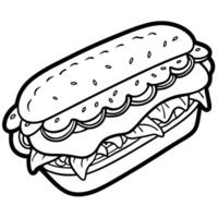 Delicious Sub Sandwich With ham . Cheese. and Lettuce on transparent background vector