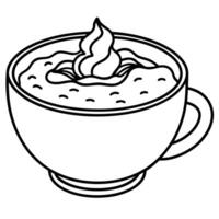 Bowl of pumpkin soup topped with cream and crispy bacon. vector