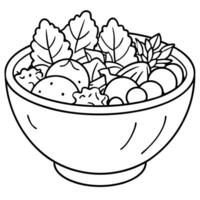 A large bowl of salad with a variety of ingredients including lettuce. tomatoes vector