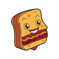 Gooey. delicious grilled cheese sandwich with bacon on dark background AIG51A. vector