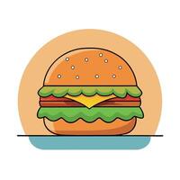 Humburger with beef. lettuce. tomato. cheese. cucumber with beautiful background vector
