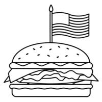 American Flag Topped Cheeseburger With Bacon and Lettuce in a Restaurant Setting vector