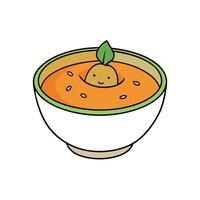 A bowl of soup with a small pumpkin and a small pumpkin vector