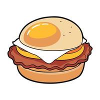 Breakfast sandwich with fried egg. cheese. and bacon on a toasted English muffin vector
