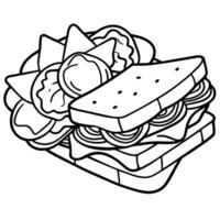 Delicious BLT Sandwich with Crispy Bacon. Lettuce. Tomato. and Chips on the Side vector