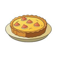 Gourmet Quiche Lorraine with Bacon and Cheese Delightfully Served - Close-Up View vector