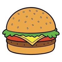 Delicious gourmet burger layered with crispy bacon and cheese on black background vector