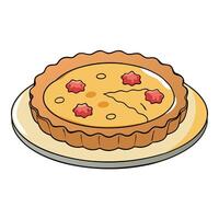 A plate of quiche Lorraine. a savory tart made with eggs. cream. bacon. and cheese vector