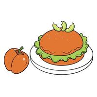 Create an inviting and delicious photo of seared crab cake with green apple salad. vector