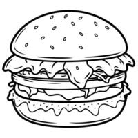 A close-up of a delicious burger with melted cheese. lettuce. tomatoes. and onions vector
