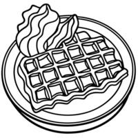 Classic Belgian waffles topped with bacon on a dark surface Blank space available vector