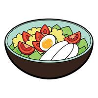 Classic American Cobb Salad Colorful main dish with bacon chicken eggs and tomato vector