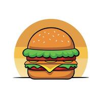 Cheeseburger with beef. lettuce. tomato. cheese. cucumber with beautiful background vector
