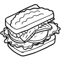 Classic BLT Sandwich with Fresh Lettuce. Tomato. and Crispy Bacon on Toasted Bread vector