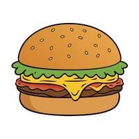 Delicious and hearty beef burger loaded with caramelized onions and melted cheese vector