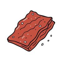Homemade healthy beef jerky with salt and pepper close up view on dark background vector
