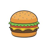 Beef Burger with cheddar. coleslaw. beef patty. lettuce. brioche bun without sesame vector